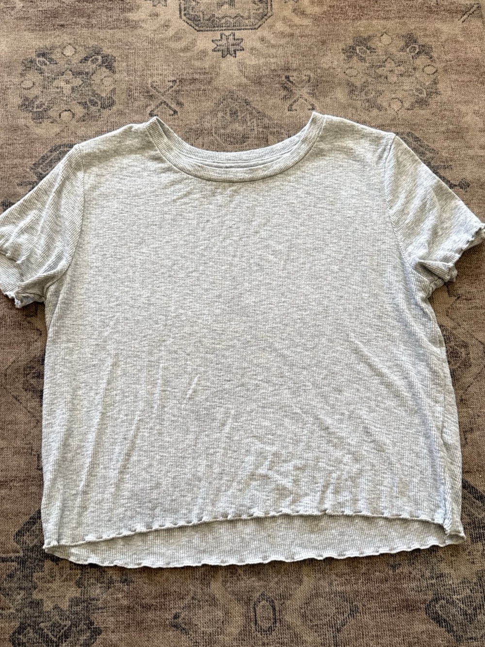 aerie Light Gray Casual Crop Tee